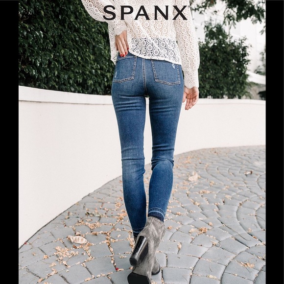 spanx distressed white jeans